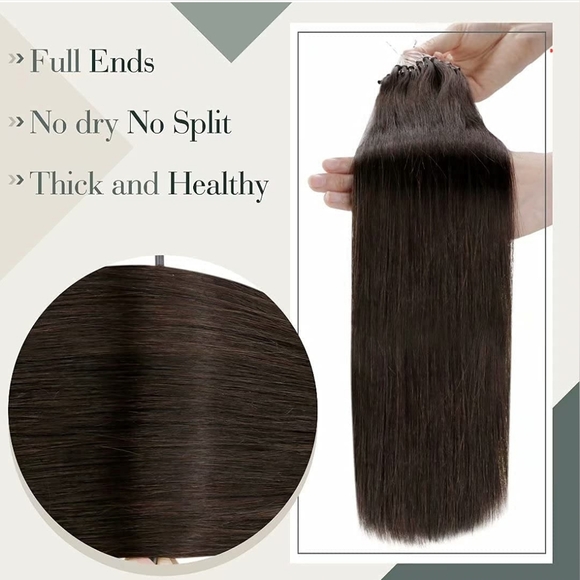 22" 100% Human Hair Microlink Extensions 50pcs 50g #2 Dark Brown - Picture 5 of 6